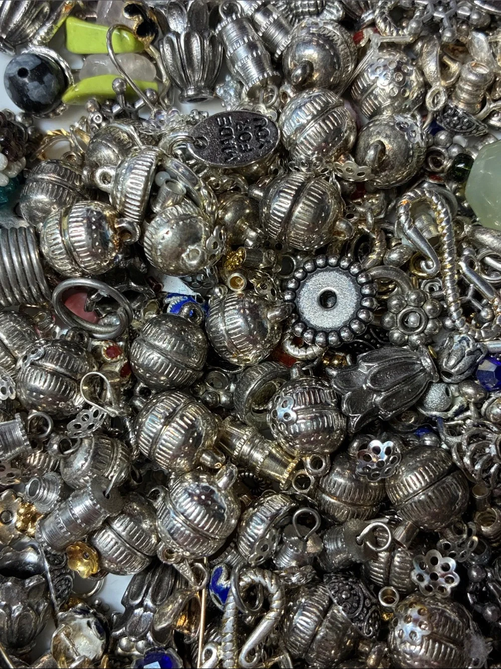 Lot of 2+ pounds of silver and gold colored jewelry making findings